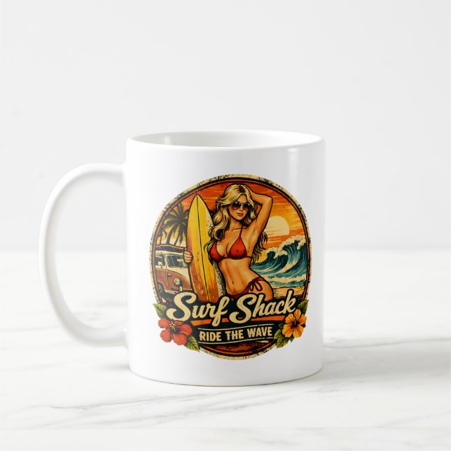Mug Cabane de Surf Pin-Up | Surfez la Vague de la Plag (Gauche)