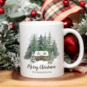 Mug Cabine de bois de Noël rustique