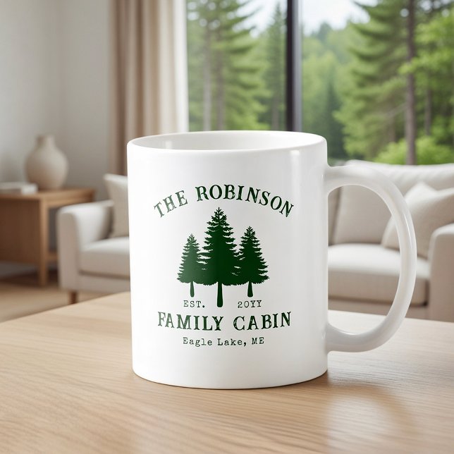 Mug Cabine de Famille Rustique Campagne Pin Vert Arbre (Créateur téléchargé)