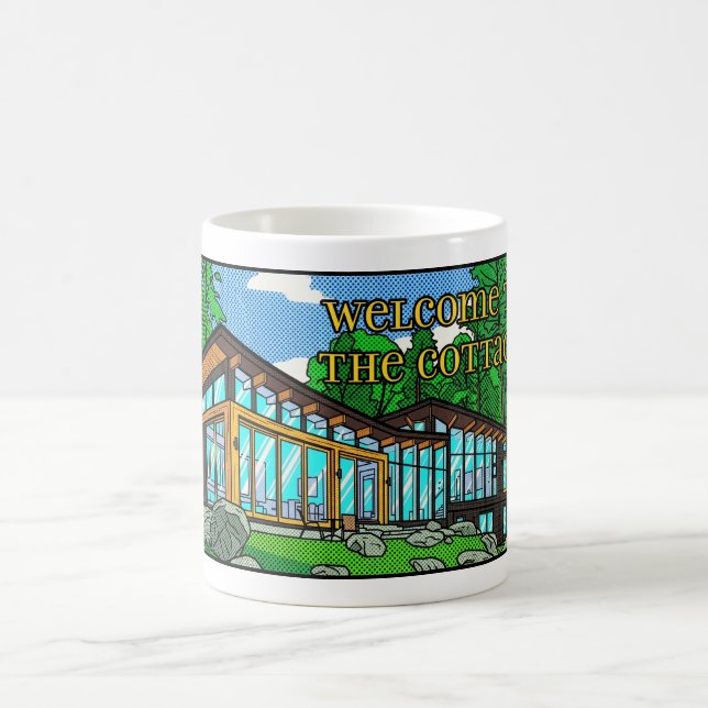 Mug Cabine de forêt Pop Art moderne milieu de siècle C (Centre)