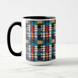 Mug Cabine de montagne Retro Plaid en Turquoise rouge