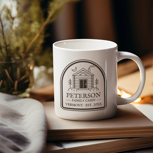 Mug Cabine familial Bois rustique Décor personnalisé (Custom Family Cabin Decor Personalized Mug Rustic Vintage Retro Forest Pine Trees )