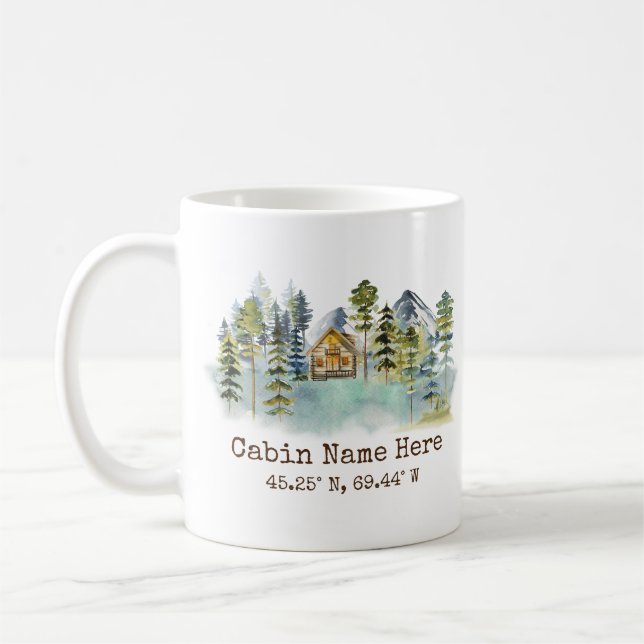 Mug Cabine Rustique Coordonnées Personnalisées Pinery  (Gauche)