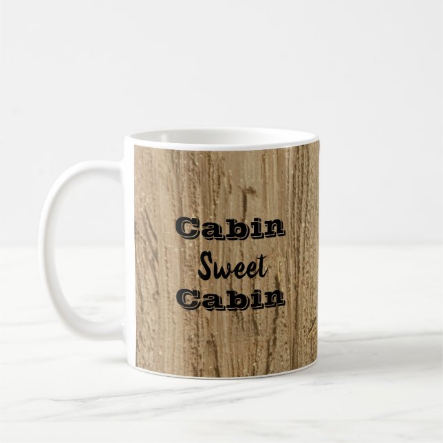 Mug Cabine Sweet Cabine Woodgrain Photo Natural Rustic (Gauche)