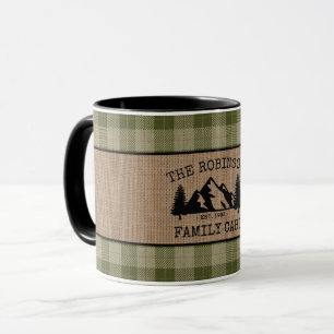Mug Cabines de famille Arbres Sage Vert Plaid Burlap 2