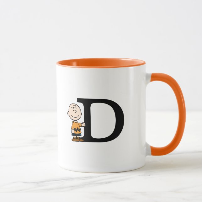 Mug cacahuètes | Charlie Brown Monogramme D (Droite)