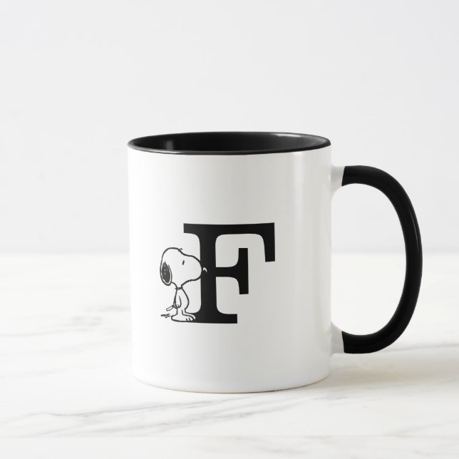 Mug cacahuètes | Monogramme de snoopée F (Droite)