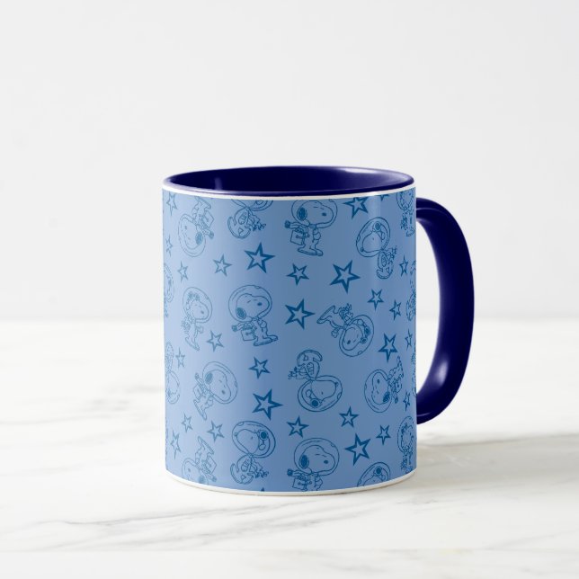 Mug cacahuètes | Snoopy Blue Space Astronaut Motif (Devant droit)