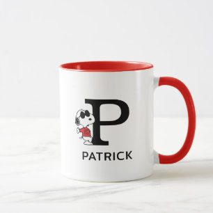 Mug cacahuètes   Snoopy "Joe Cool"   Nom et monogramme