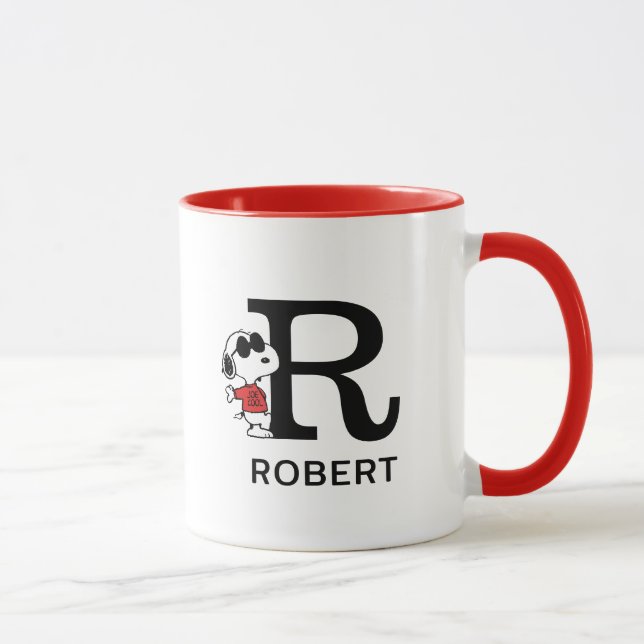 Mug cacahuètes | Snoopy "Joe Cool" | Nom et monogramme (Droite)