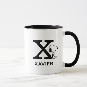 Mug cacahuètes   Snoopy Nom et monogramme X