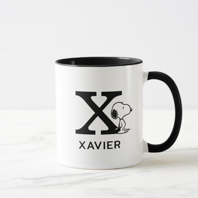 Mug cacahuètes | Snoopy Nom et monogramme X (Droite)