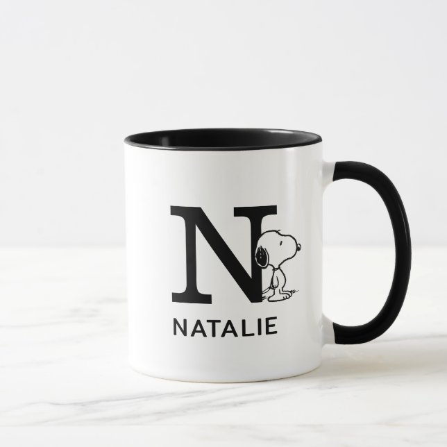 Mug cacahuètes | Snoopy Nom & Monogram N (Droite)
