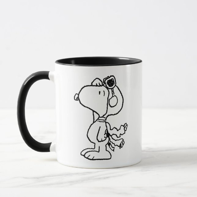 Mug cacahuètes | Snoopy the Flying Ace BW (Gauche)
