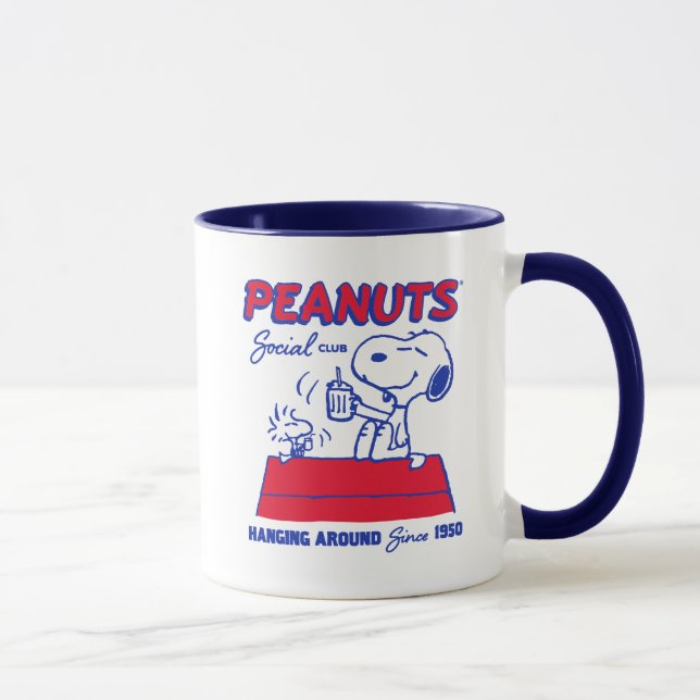 Mug cacahuètes | Snoopy & Woodstock penché autour (Droite)