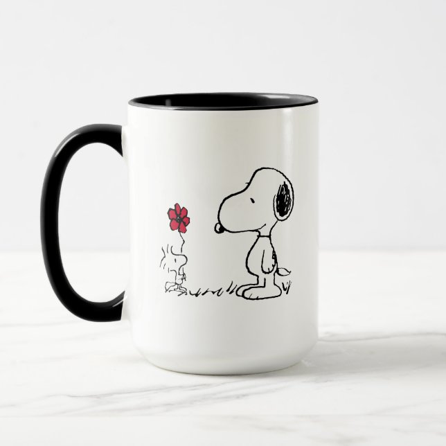 Mug cacahuètes | Snoopy & Woodstock Rouge & Noir (Gauche)