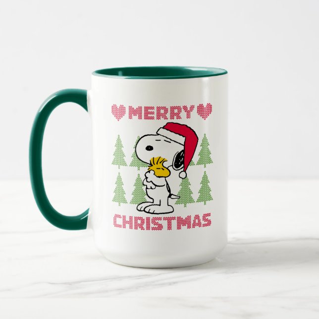 Mug cacahuètes | Snoopy & Woodstock Santa Claus Hug (Gauche)