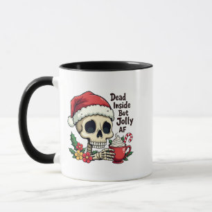 Mug Cacao Chaud Noël Crâne AF Joyeux Mais Mort à l'Int