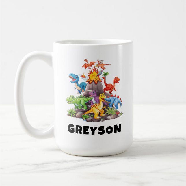 Mug Cacao Chaud Personnalisé Dinosaure Enfants (Gauche)