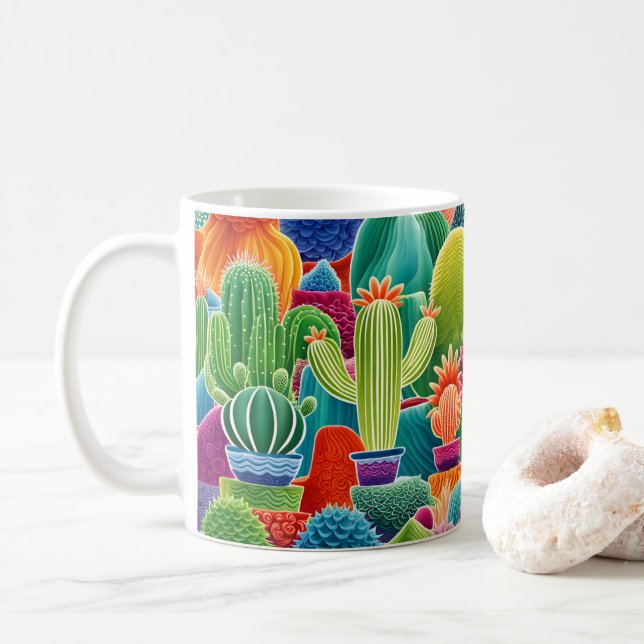 Mug Cactus à pointes Abstraits (Avec donut)