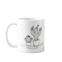 Cactus Abstrait Line Art avec texte personnalisé