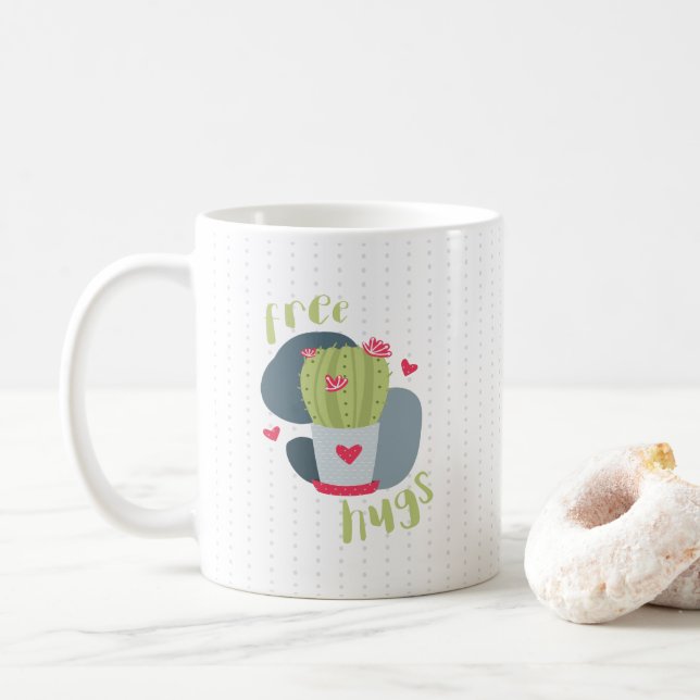Mug Cactus Coeurs et Coeurs Gratuits (Avec donut)