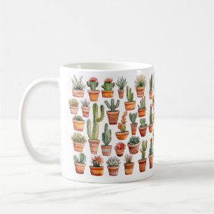Mug Cactus dans les bouchons d'aquarelle