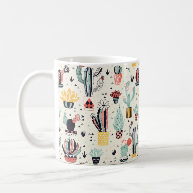 Mug Cactus dans un pot avec le Succulent et les (Gauche)