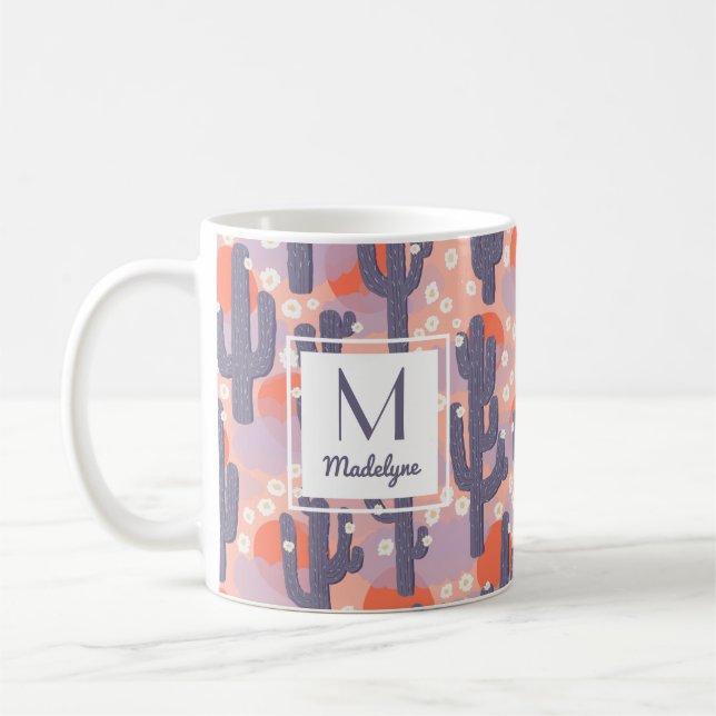 Mug Cactus Desert Sunset Floral Personnalisé (Gauche)