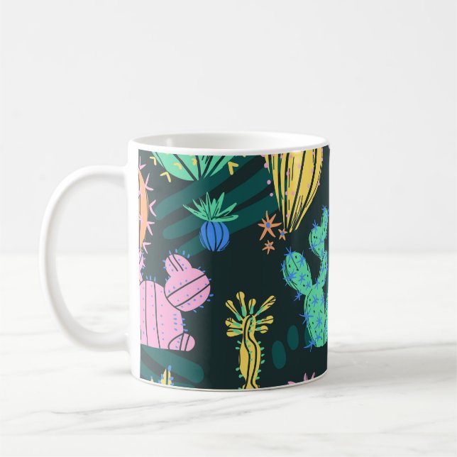 Mug Cactus dessiné à la main : sans couture scandinave (Gauche)