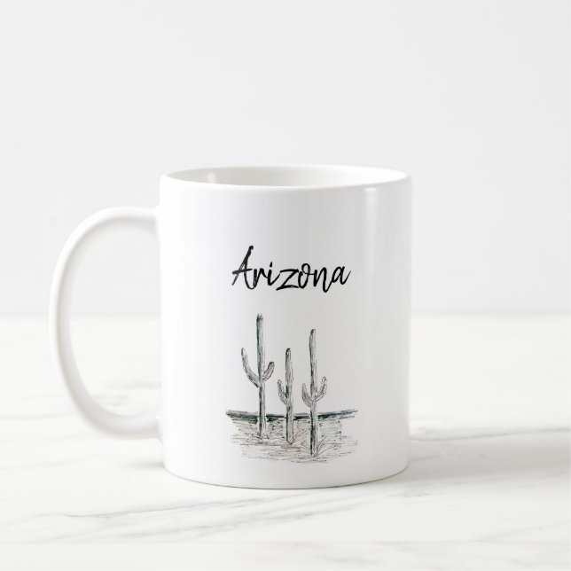 Mug Cactus du désert Arizona Sud-Ouest Noir Blanc (Gauche)