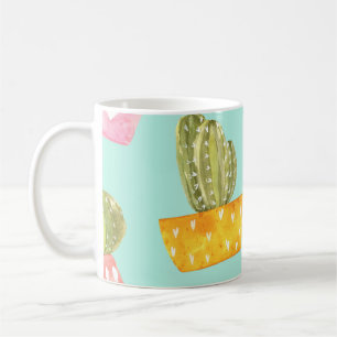 Mug Cactus épineux dans les pots, motif aquarelle.