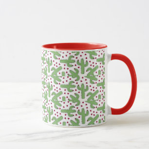 Mug Cactus illustré et motif de fleurs rose