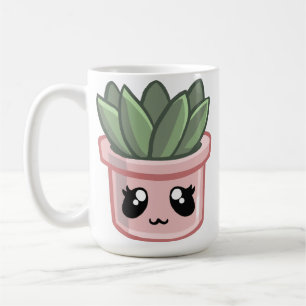 Mug Cactus Kawai Vert Succulent Aquarelle Plante Cof