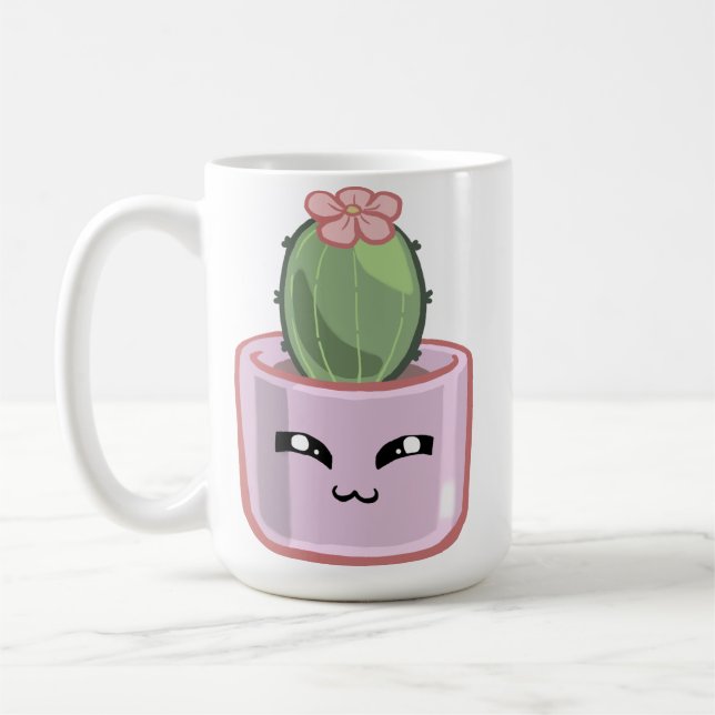 Mug Cactus KawaiGreen Succulent Watercolor  Plant (Gauche)