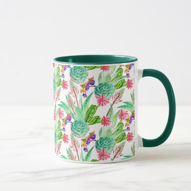 Mug Cactus lumineux d'aquarelle et motif succulent (Droite)