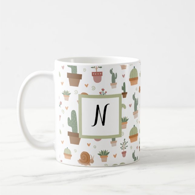 Mug Cactus mignons et succulents Monogramme (Gauche)