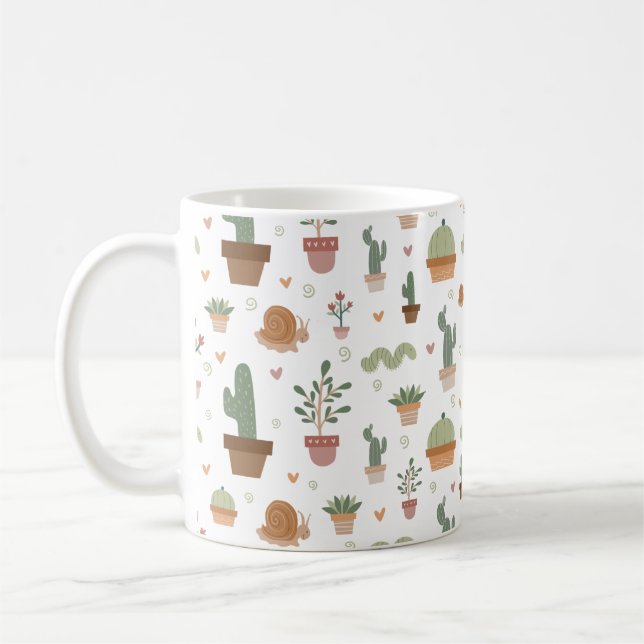 Mug Cactus mignons et succulents motif (Gauche)