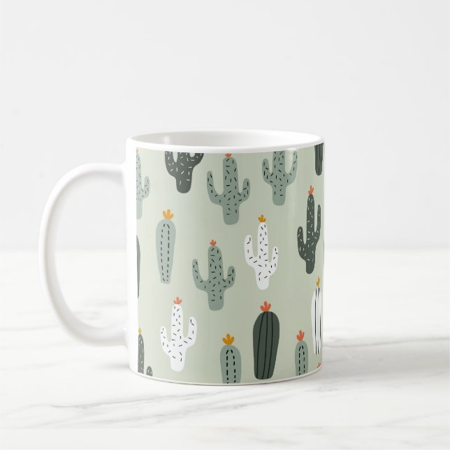 Mug Cactus mignons sans couture motif, arrière - plan  (Gauche)