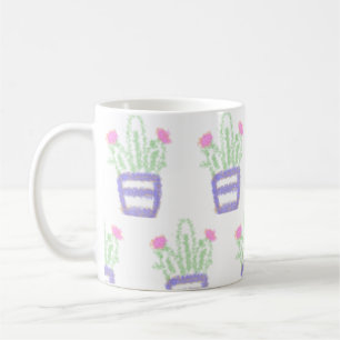 Mug Cactus pailleté simple violet vert personnalisé