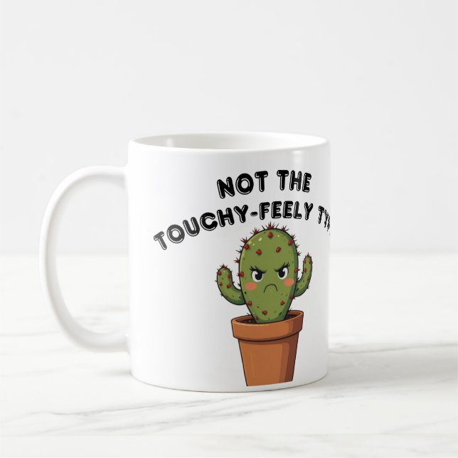 Mug Cactus pas du genre tactile | Introverti drôle (Gauche)