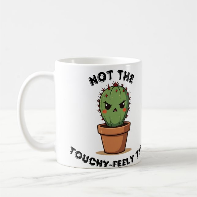 Mug Cactus pas du genre tactile | Introverti drôle (Gauche)