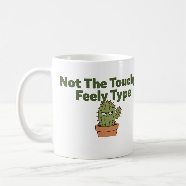 Mug Cactus pas du genre tactile | Introverti drôle (Gauche)