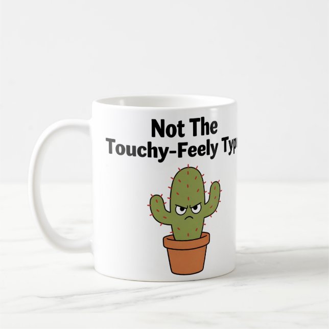 Mug Cactus pas du genre tactile | Introverti drôle (Gauche)