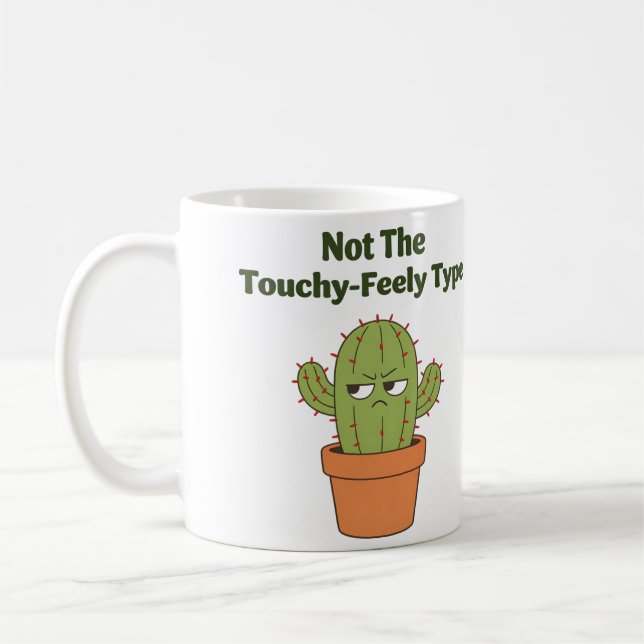 Mug Cactus pas du genre tactile | Introverti drôle (Gauche)