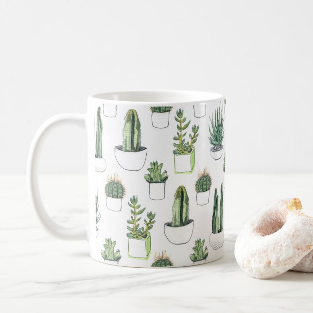 Mug Cactus pour aquarelle et Succulent (Avec donut)