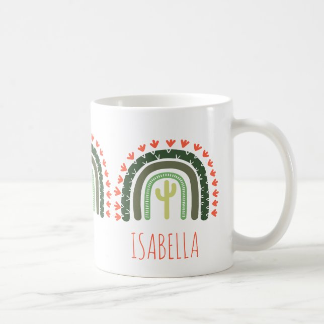 Mug Cactus Rainbow NAME Orange Green Modern Desert (Droite)