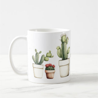 Mug Cactus vert mignon dans les pots
