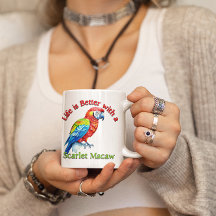 Cadeau à l'amateur de café Scarlet Macaw Parrot