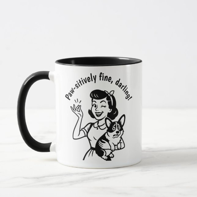 Mug Cadeau Amoureux des chiens Retro Corgi (Gauche)